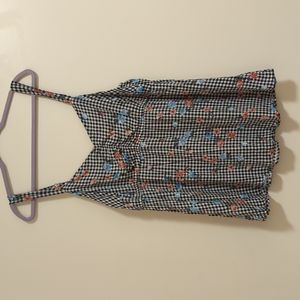 Torrid Gingham Floral Challis Babydoll Tank Top